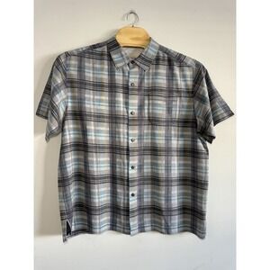 Tommy Bahama Button Short Sleeve Hawaiian Shirt Washable Silk Flecked Plaid XL